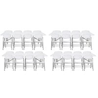 Lancaster Table & Seating (4) 30" x 96" Granite White Heavy-Duty Blow Molded Plastic Folding Tables with 32 White Folding Chairs