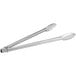 Two Choice 16" heavy-duty stainless steel utility tongs with white handles.